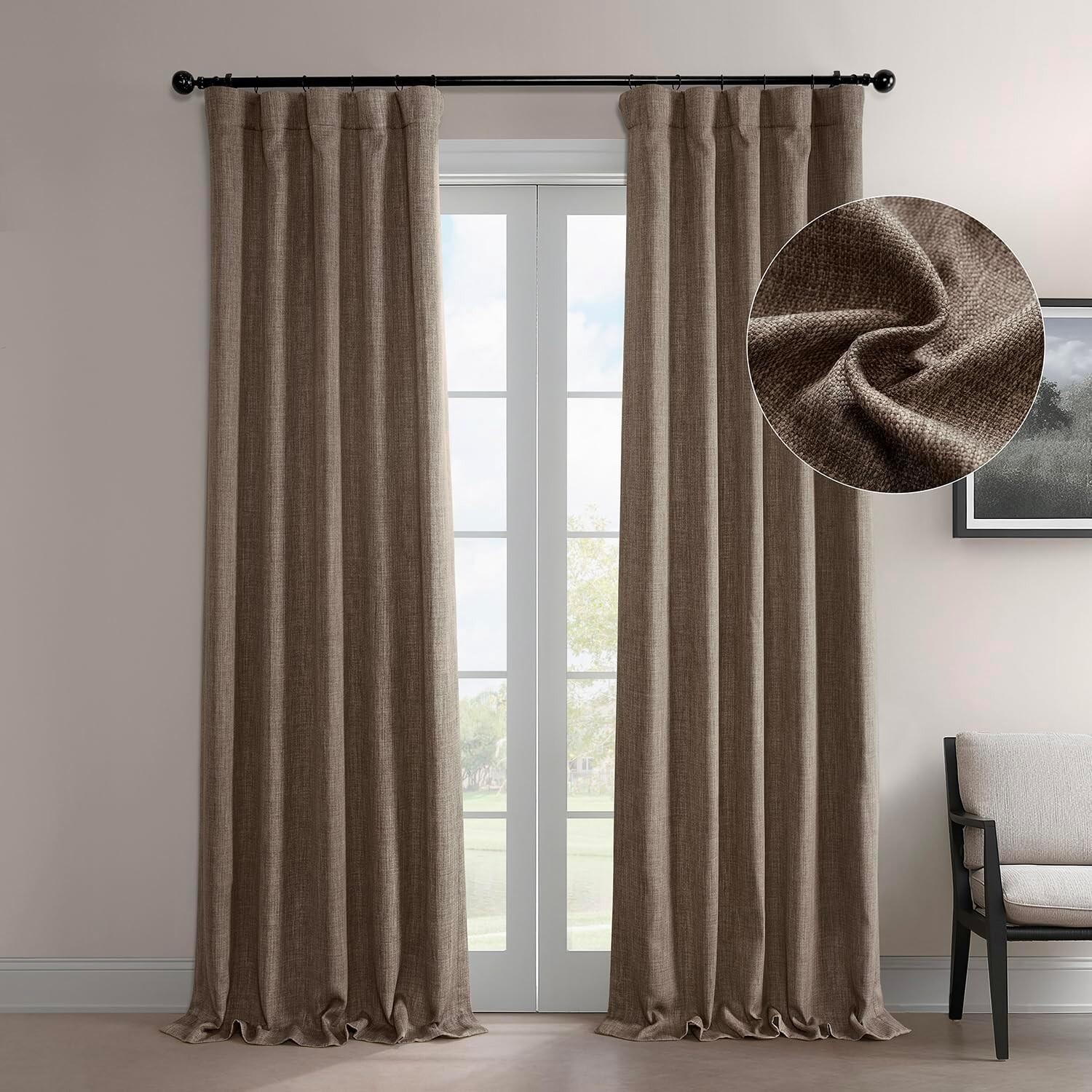 1 Panel Dutch Cocoa 120″L x 50″W Linen Darkening Curtains For Living Room
