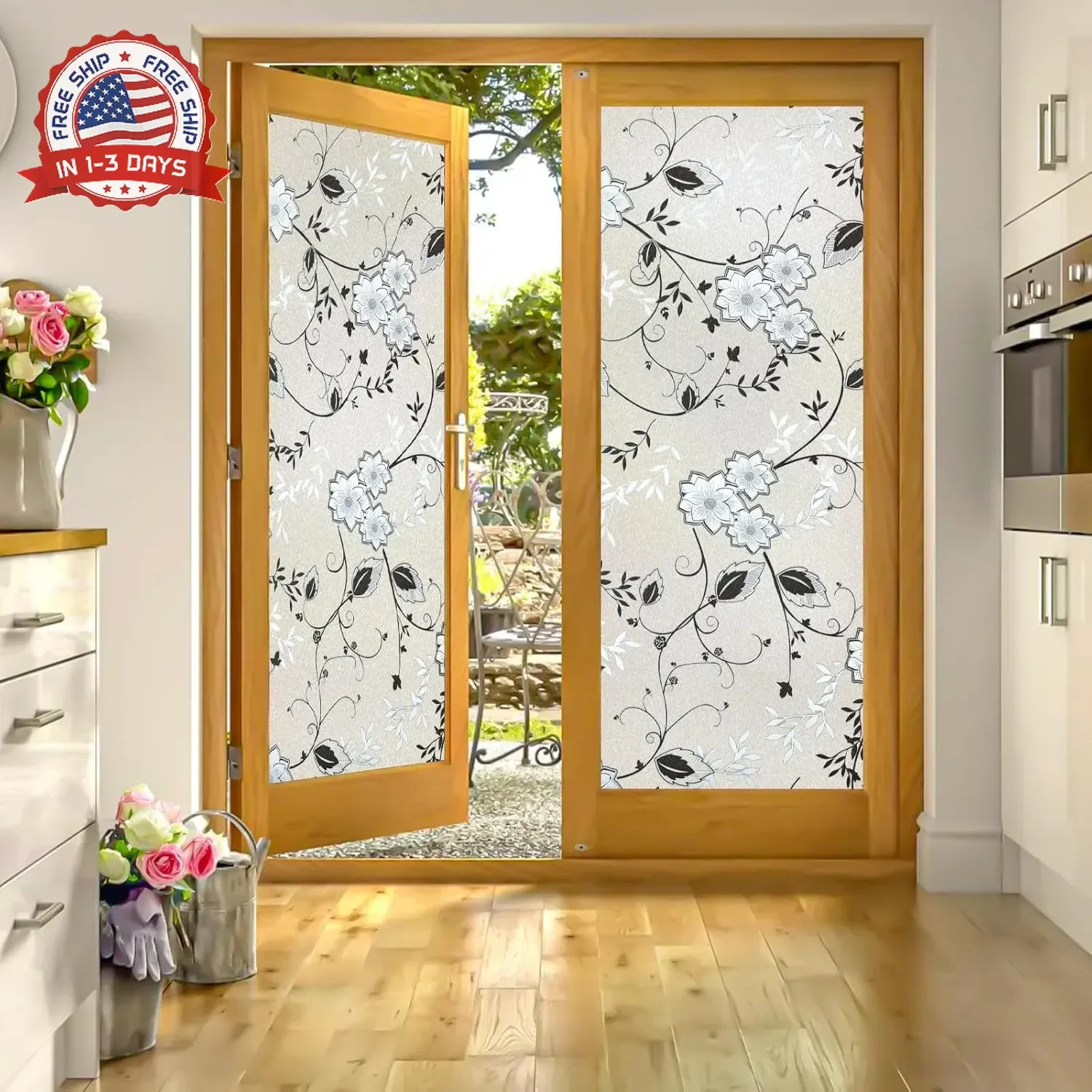 Bloss Frosted Privacy Window Film with Installation Tools,Decorative Windows Pri
