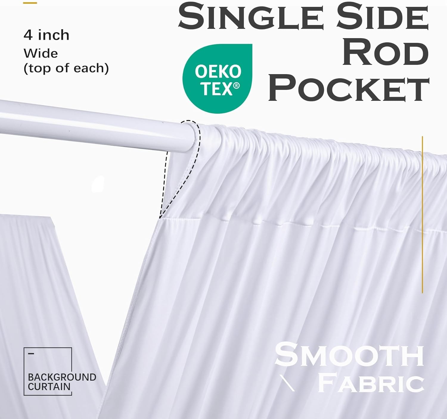 20ftx40ft White Ceiling Curtain for Wedding Parties – 4 Panels Wrinkle-40 FT