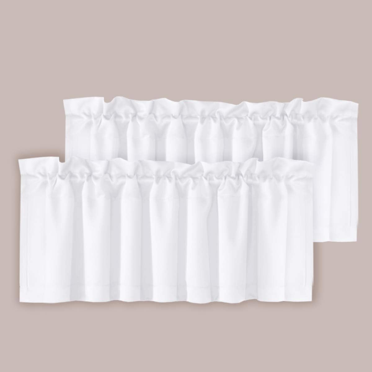 Luxurious Blackout Valances – Pure White, 2 Pack, 52″ W x 18″ L for Home Decor