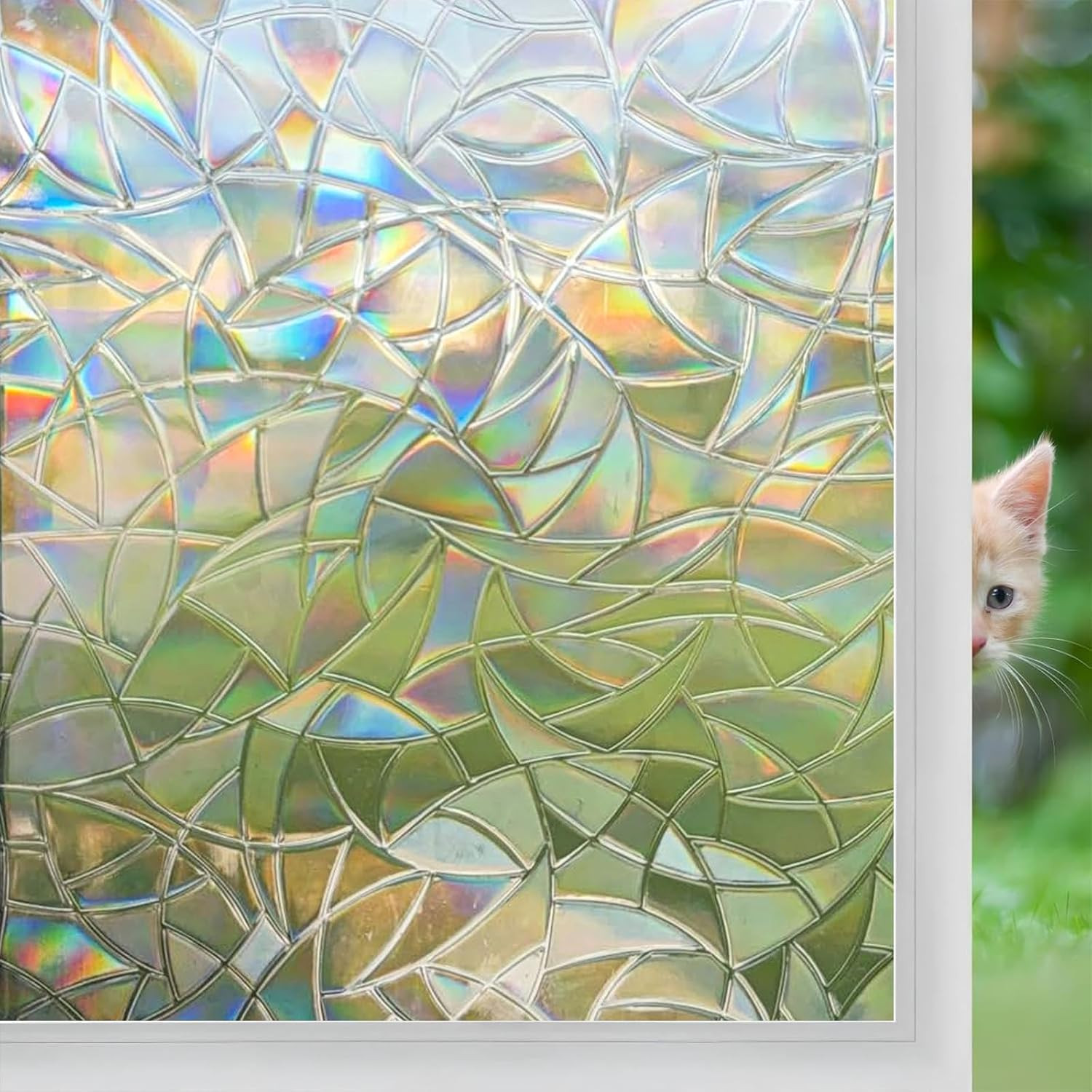 Privacy Window Film ~ Window Sticker ~ 17.7 X 78.7 ~ 3D IRIDESCENT RAINBOW