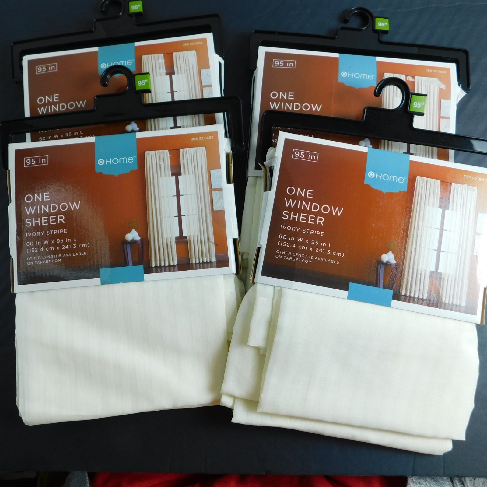 Target Home Window Sheers Ivory Stripe Lot of 4, 95Lx60″ Curtains (Read) NEW