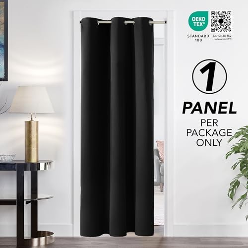 Deconovoout Curtain Panel – Solid Grommet Top, 42″W x 63″L (Pack of 1) Black