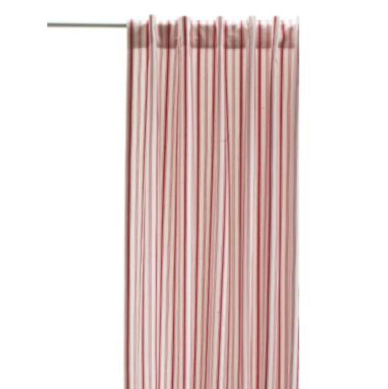 2 IKEA Alvine Smal Curtains Drapes Panels Red/White Ticking Stripe 57 x 98 NEW