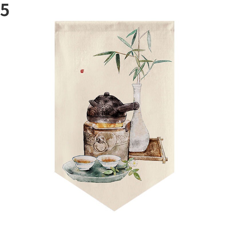 1X Chinese Noren Curtain Food Pattern Kitchen Door Short Drape Home DIY Decors