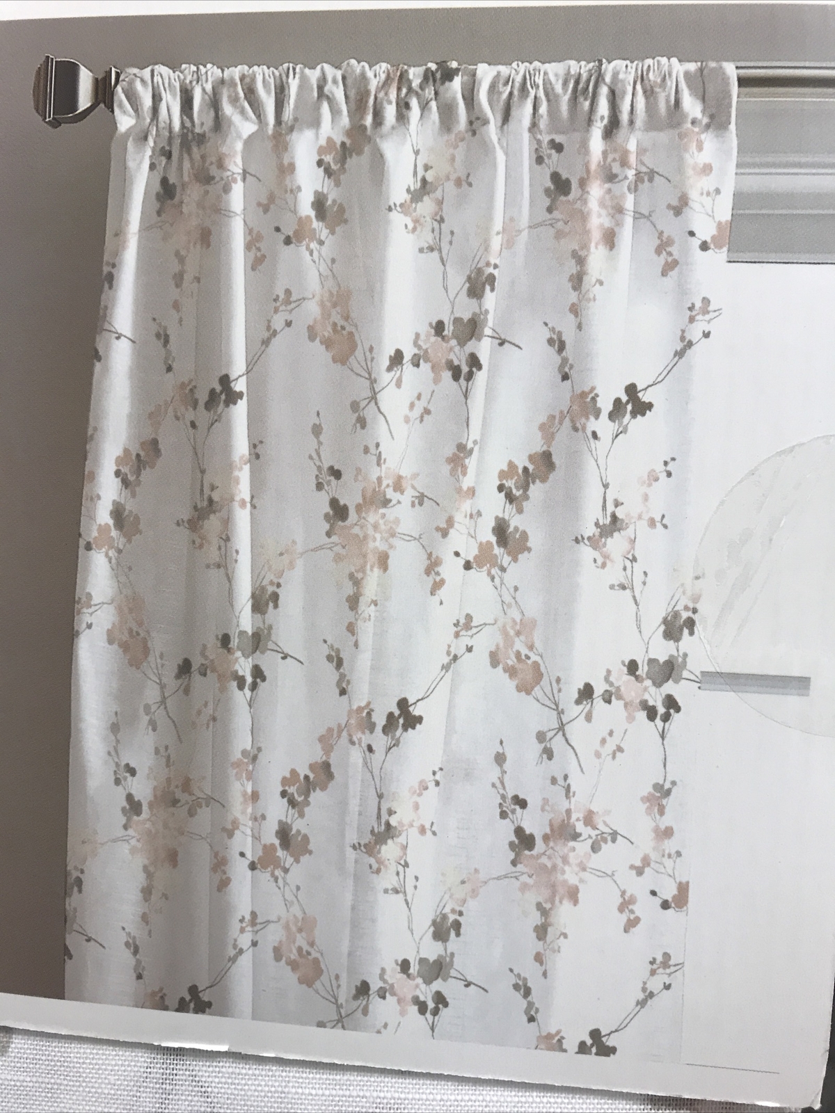 DKNY Wallflower Grey Pink Off-White Two Rod Pocket Panels 50 x 84 in. ~New~