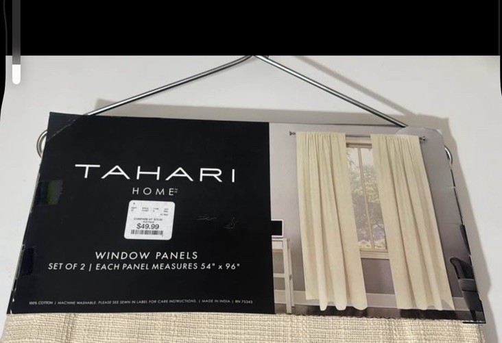 Tahari Home Beige Cotton Light Filtering Rod Pocket Panels Set 2 54×96″
