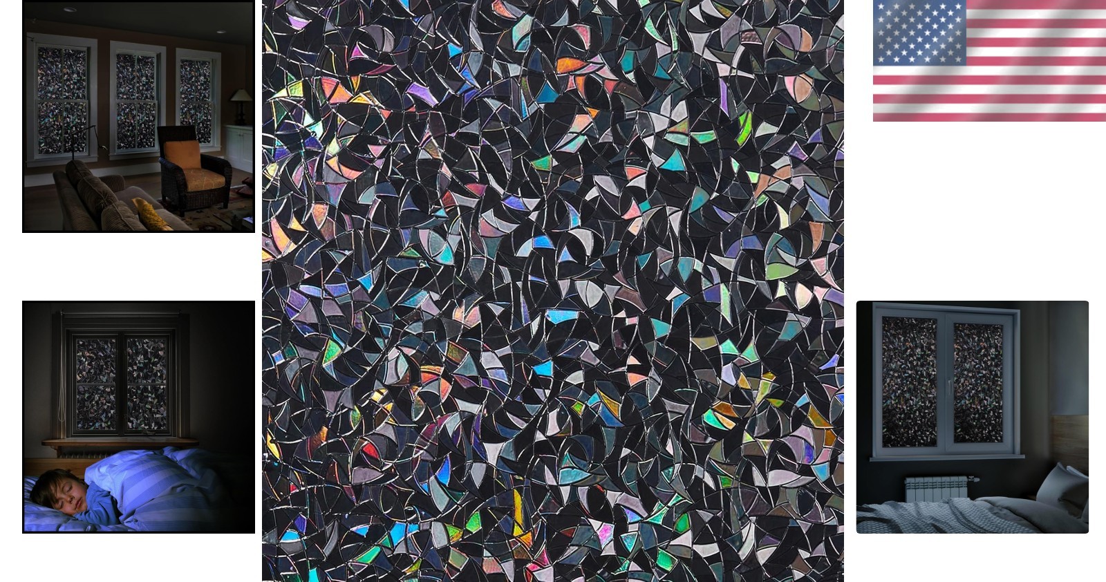 Removable Total Blackout Window Film with Rainbow Crescent Pattern – 17.5×78.7in