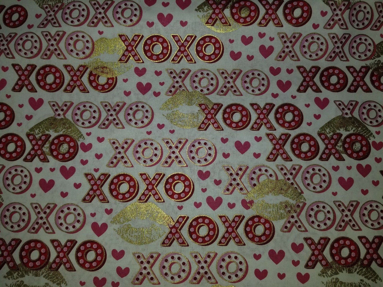 LINED WINDOW VALANCE CURTAIN 42X12 HUGS KISSES KISS VALENTINE’S HEART LOVE XOXO