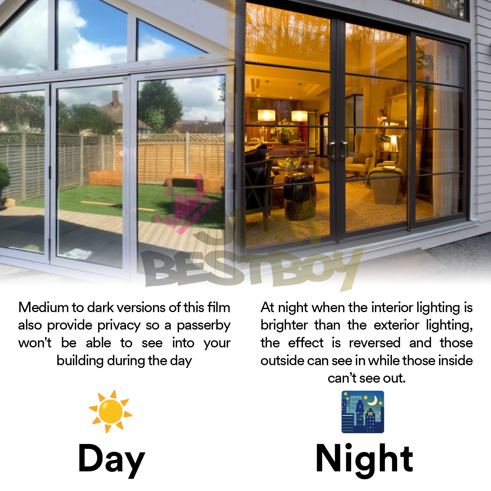 Window Tint One Way Mirror (Chrome Style ONLY) UV Heat Reflective Home Office