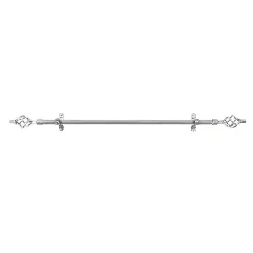 Metallo Lexus 66 In. – 120 In. Adjustable 3/4 In. Single Curtain Rod in Silver L