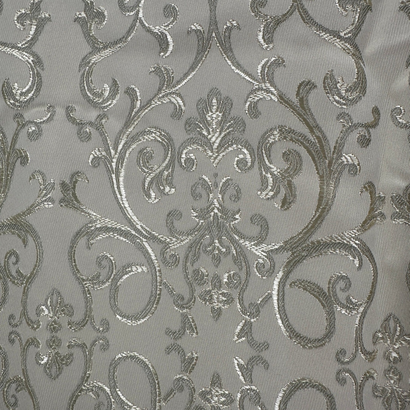 VTG Champagne Silver Damask Curtain Panel 52×86 Metallic Scroll Brocade USA Made