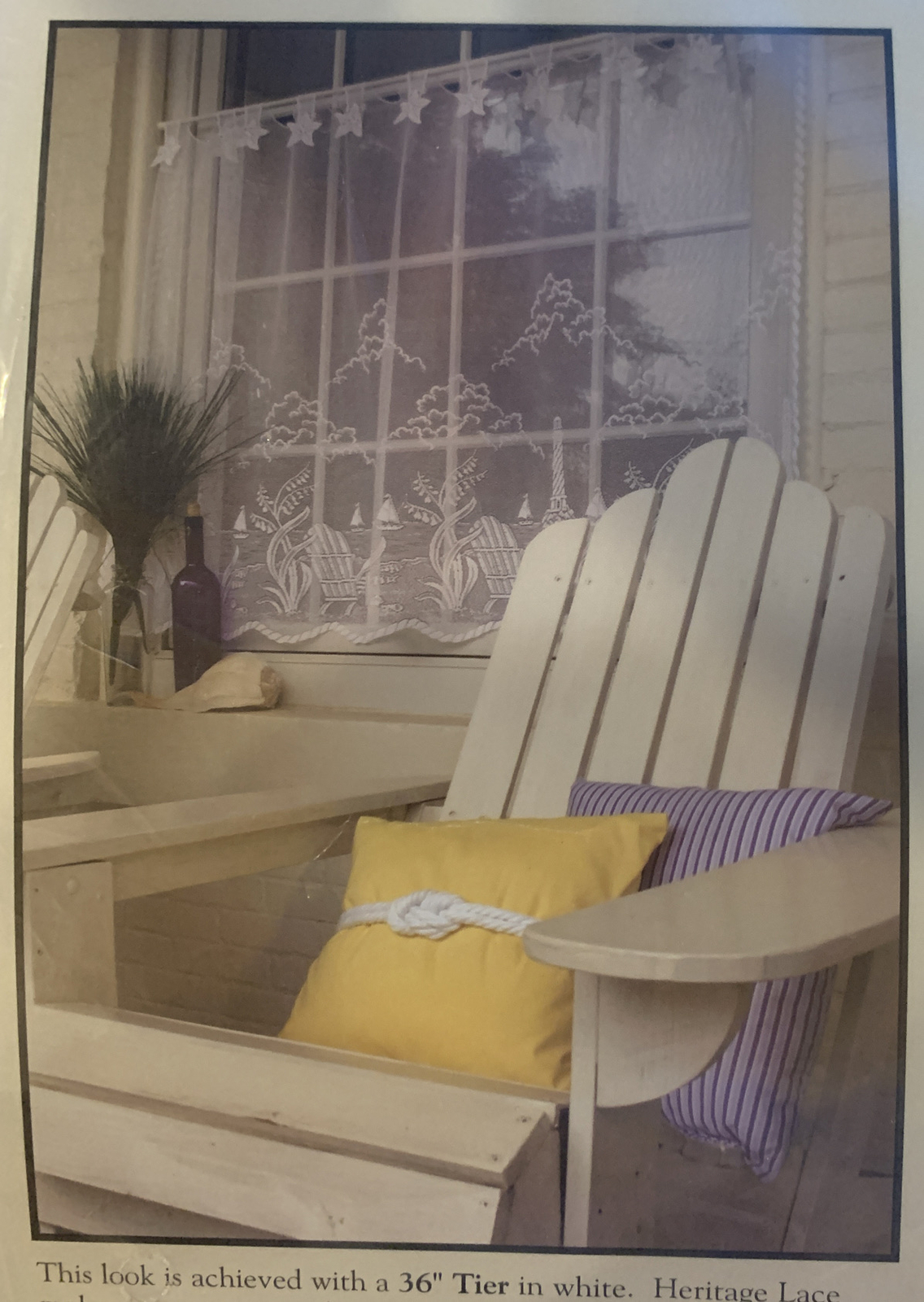 HERITAGE LACE CURTAINS BEACH 60″ X 24″ TIER ECRU (BEIGE) NEW MADE IN THE USA