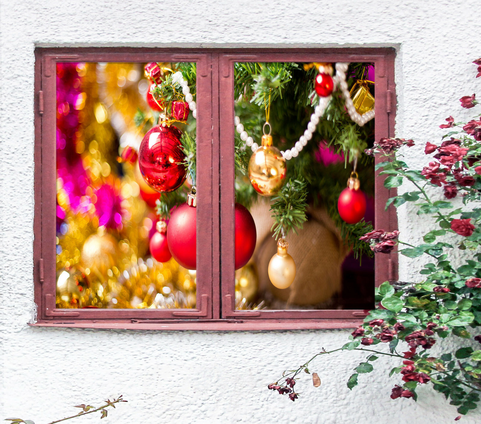 3D Christmas Balls ZHUA421 Window Film Print Sticker Cling Stained Glass UV Zoe
