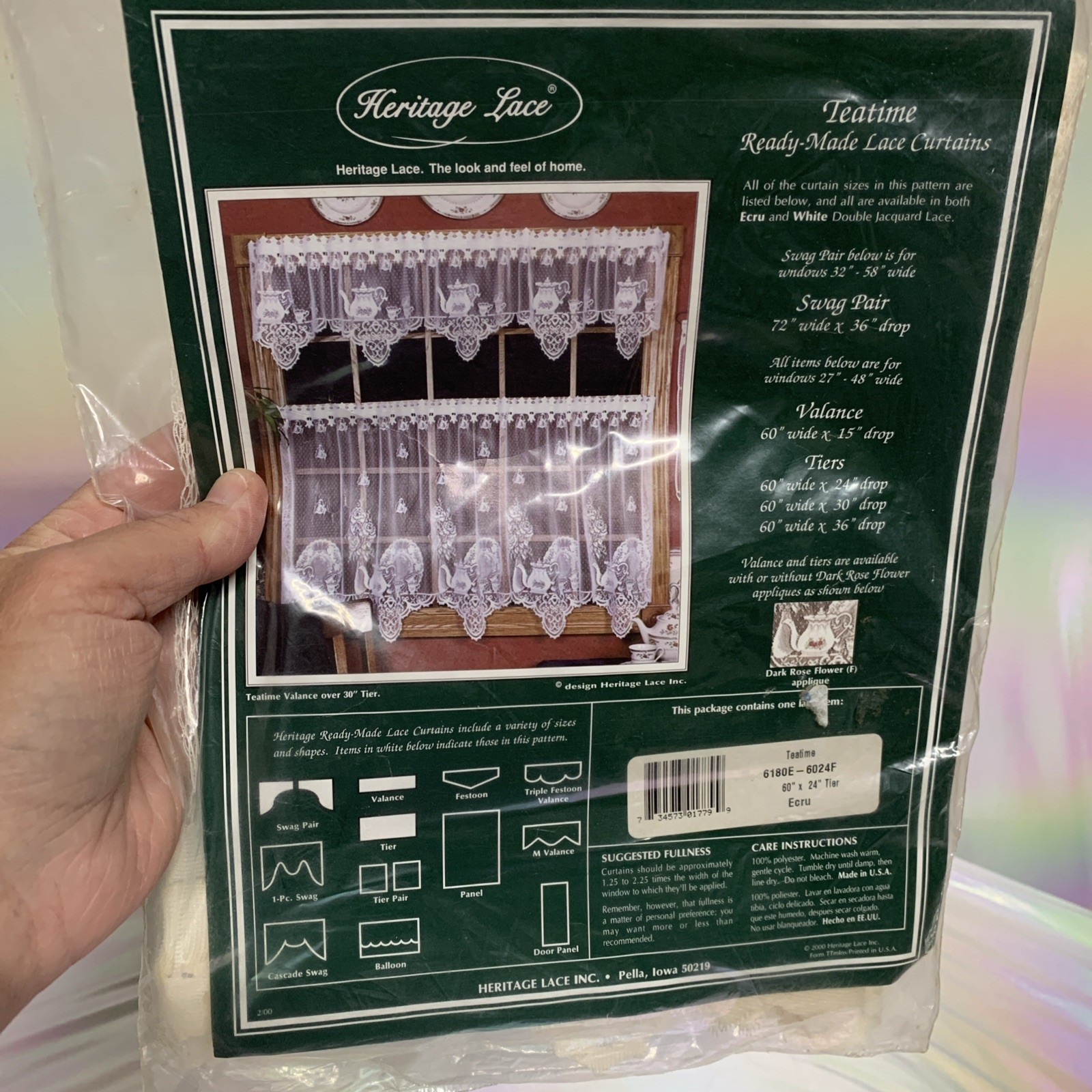 Heritage Lace Teatime Ready-Made Lace Curtains 60 X 24 Tier Curtain