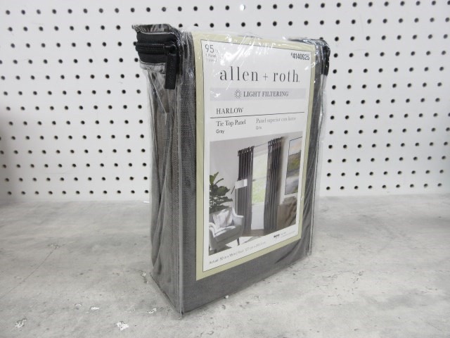 Allen + Roth 95-in Grey Light filtering Tie Top Single Curtain Panels