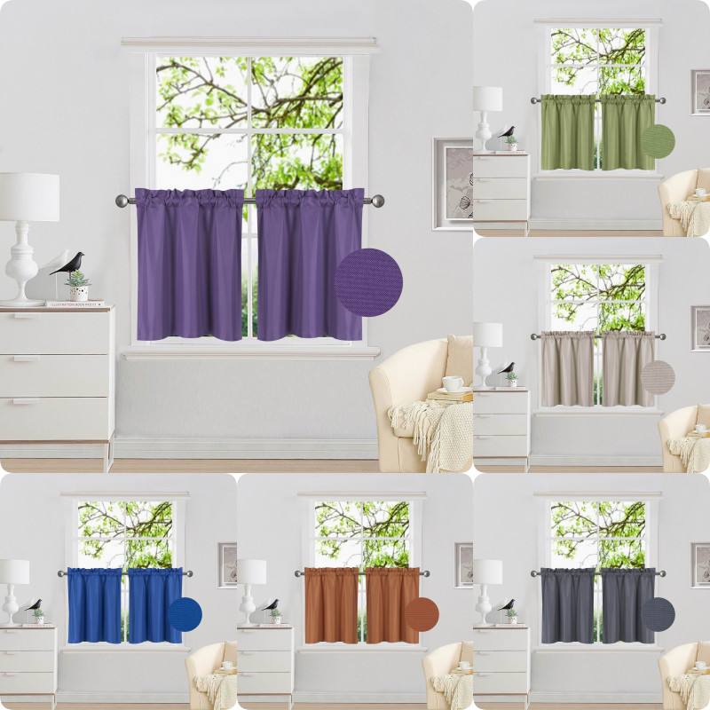 Kitchen Rod Pocket Tier Window Curtain Panels Insulated Foam 1 PAIR 30″x24″ R16