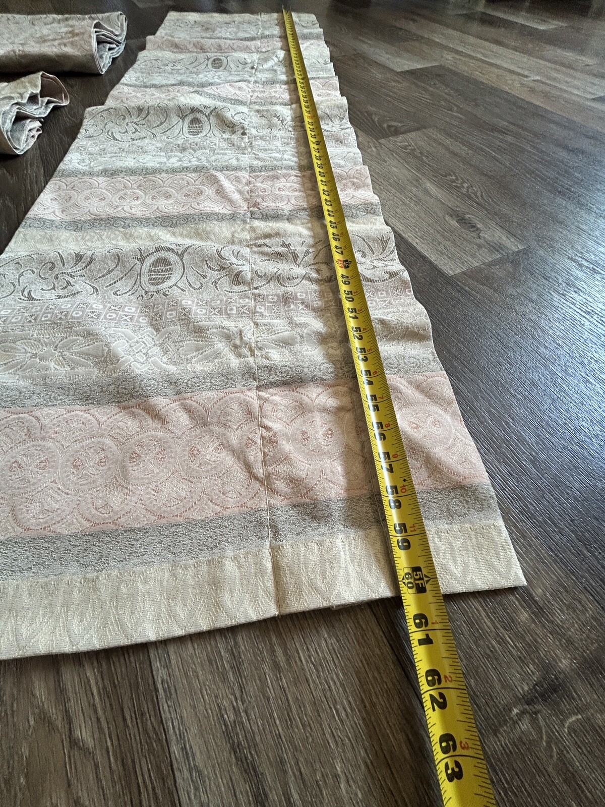 4 Valance Panels Multi color Pink gray white Floral Double Rod Pocket Lined