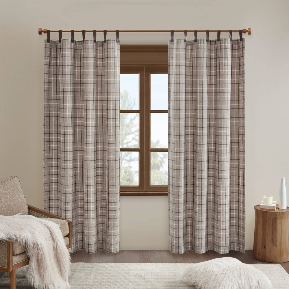 Madison Park Salford Tab Top Light Filtering Curtain Panel 50×84 Brown