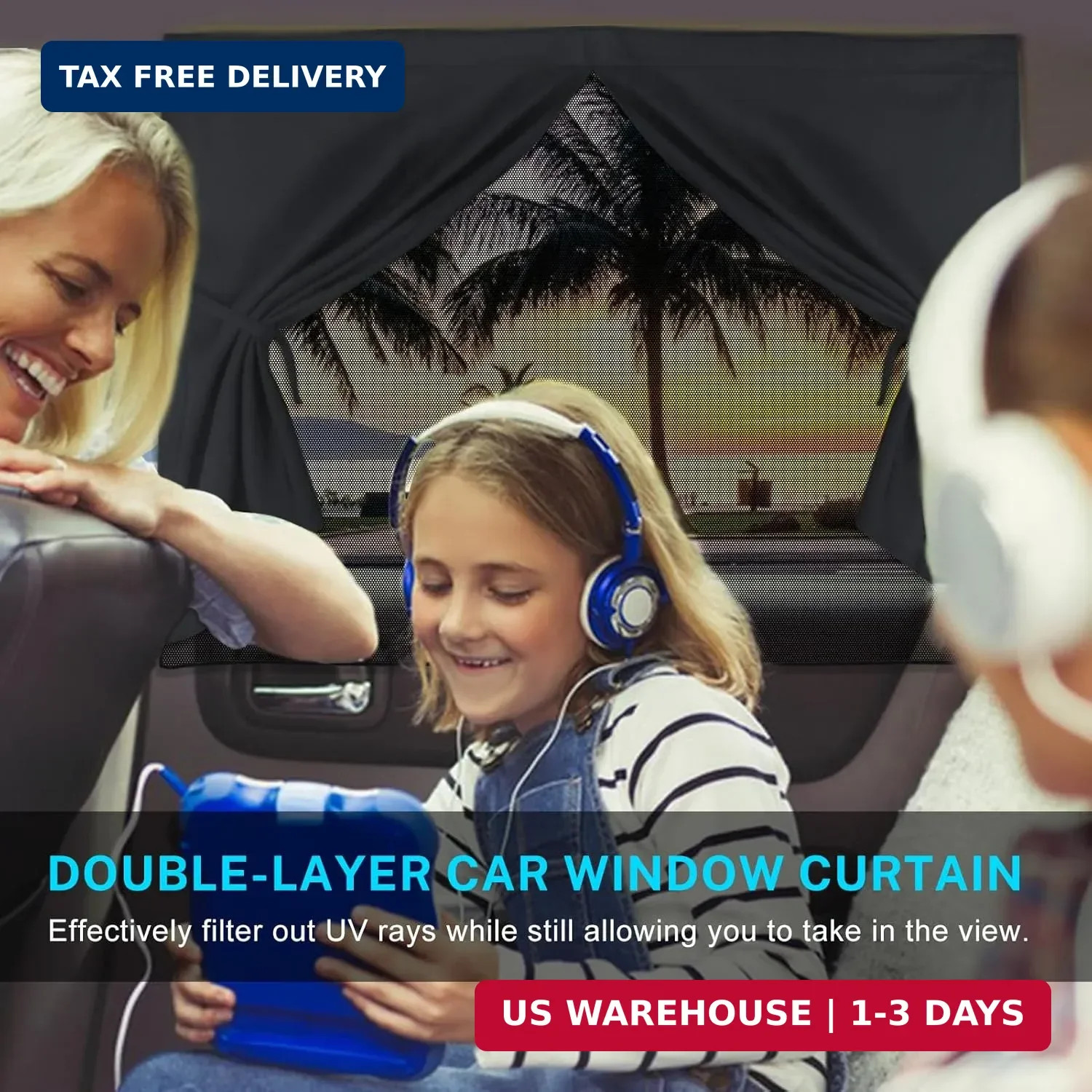 Car Window Shades, 2 PCS Magnetic Double Layer Auto Sun Shade for Side Windows P