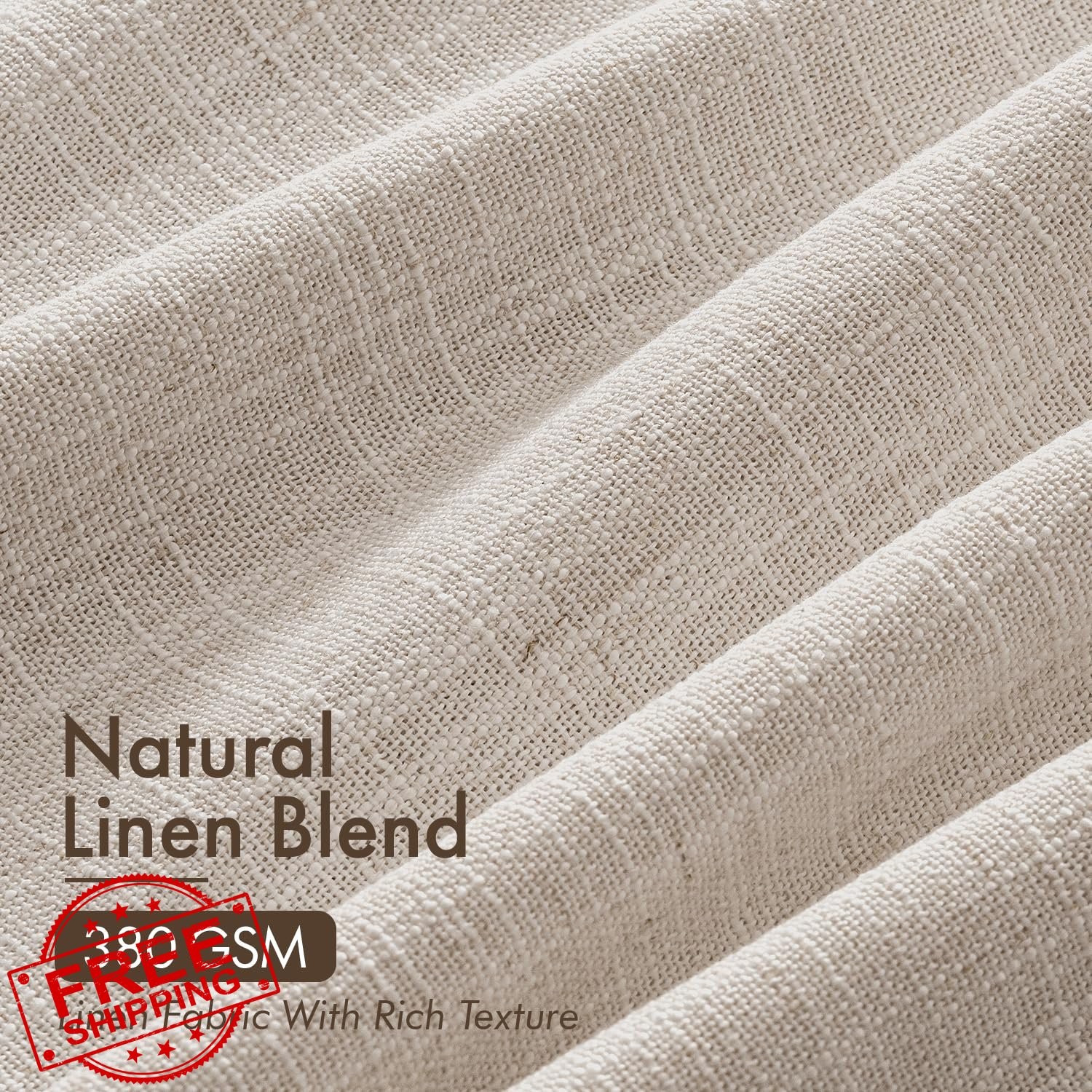 MIULEE 4 Pinch Pleat Linen Curtains Cream White 40″W x 102″L (4pk)