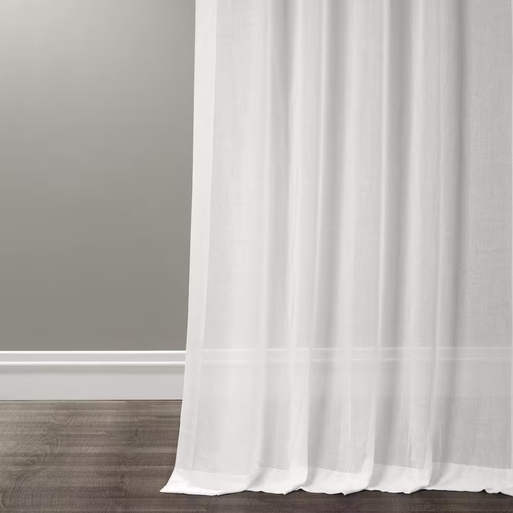 White Orchid Solid Faux Linen Sheer Curtain – 50 In. W X 96 In. L Single Panel R