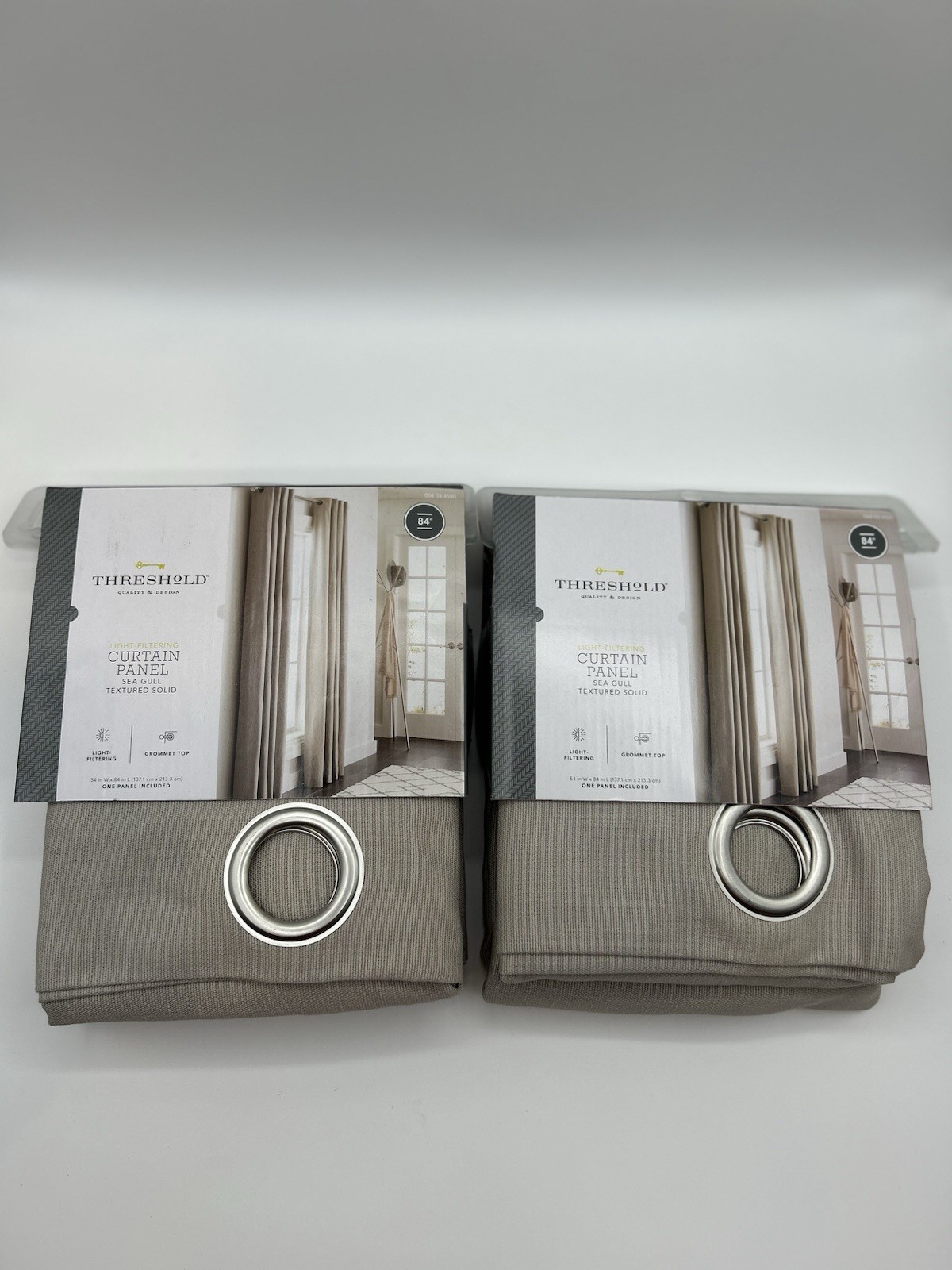 2 Count Threshold Light-Filtering Curtain Panel Sea Gull Textured Solid 84”x54”