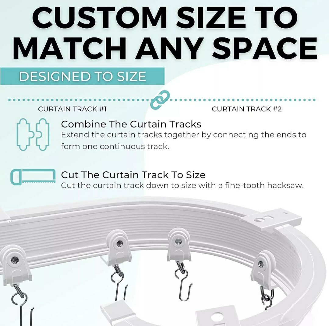Flexible Bendable Ceiling Curtain Track 5 Meters 16.4FT Ceiling Mount