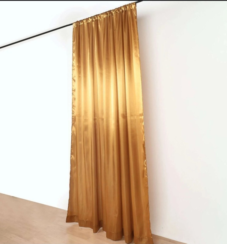 ❤️ GOLD BRIDAL SATIN CURTAIN 10ft DRAPE PANEL BACKDROP 60″ wide x 96″ L
