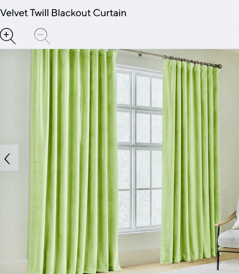 Pottery Barn Teen Velvet Blackout Curtains Lime Green Set 2 Drapes Panels 52×84