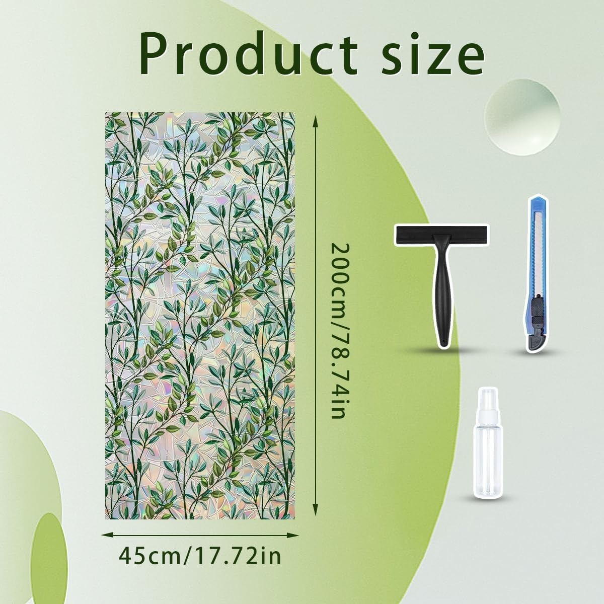 Eco-Friendly Leaf Pattern Window Film – 17.5 x 78.7 Inch Privacy Solution