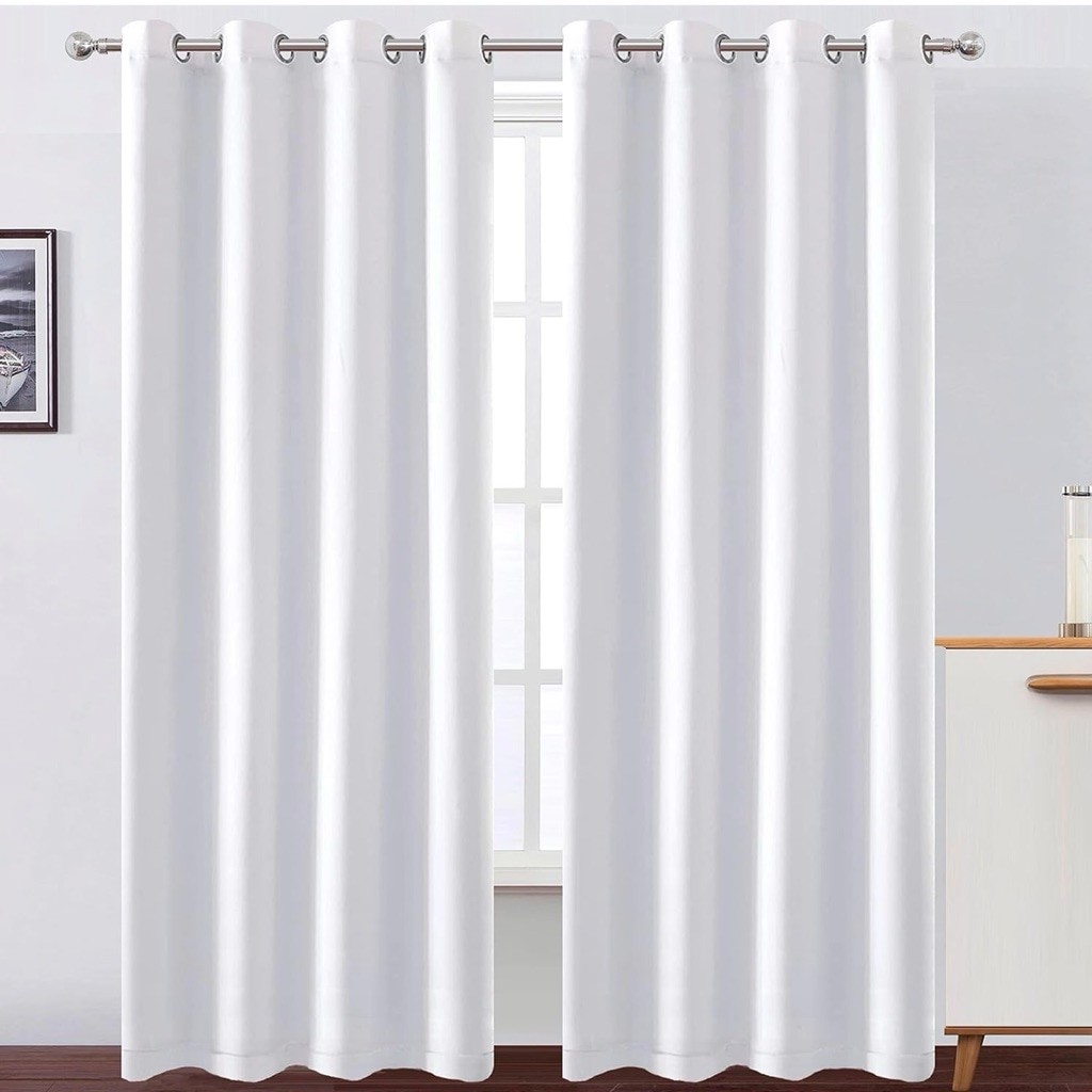 NEW LEMOMO White Insulated Blackout Curtains 52” x 84” Grommet Set of 2 NWT