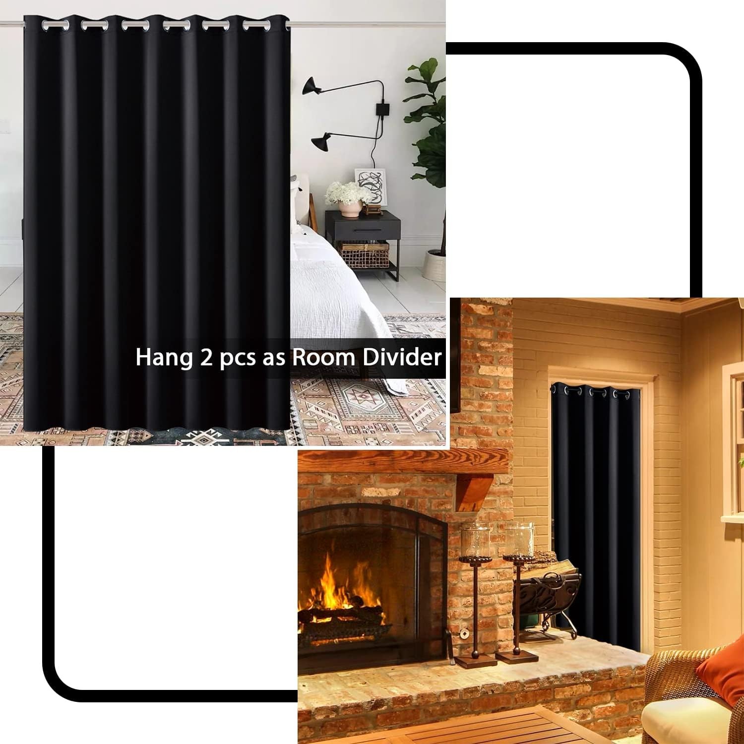 Grommet Top Room Divider & Privacy Curtain 42” W x 80” L – Blackout Fabric