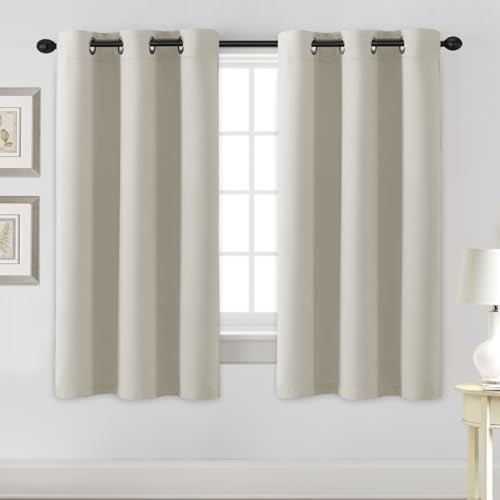 Blackout Curtains for Bedroom Thermal 42″W x 63″L (Pack of 2) Ivory/Cream