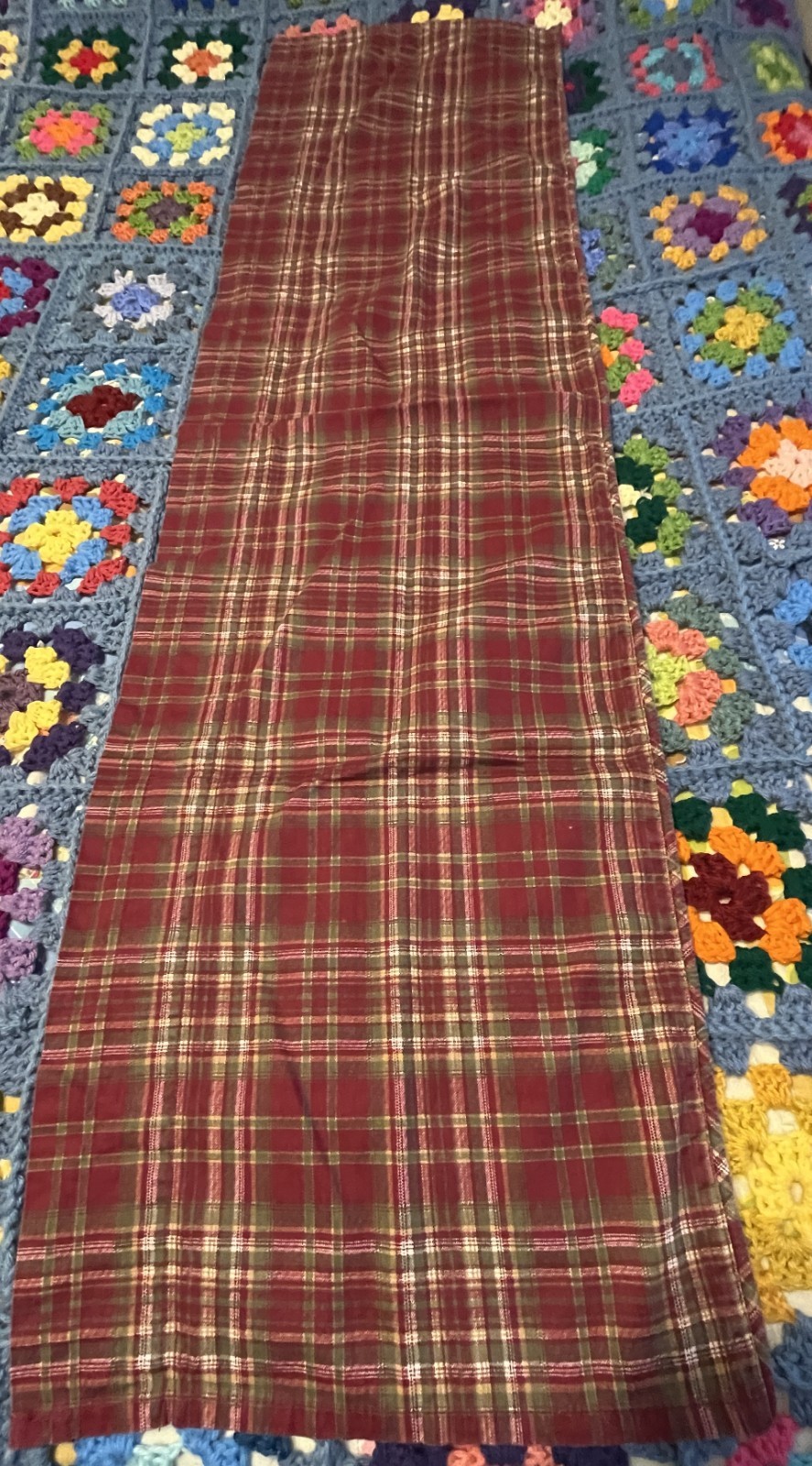 Springs Global Valance Dark Red Green Gold Plaid Cotton 13×60