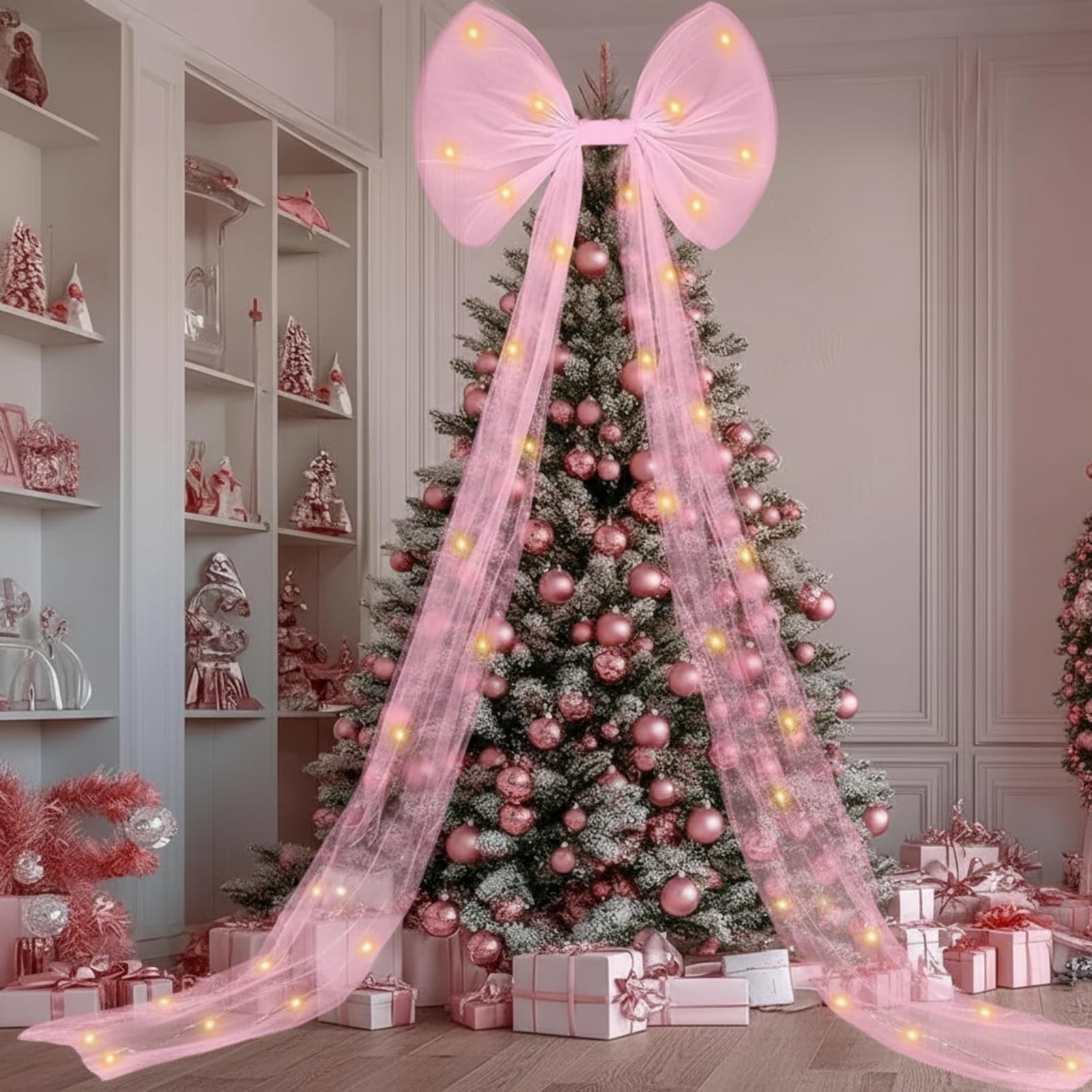 23.62 x 78.4 Inches Extra Large Christmas Tree Decorations Bow Tree Topper wi…