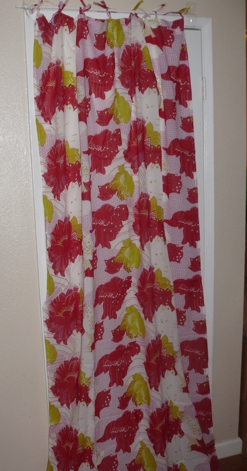 Karma Living curtain red white multi panel 44″ x 88″ fair trade