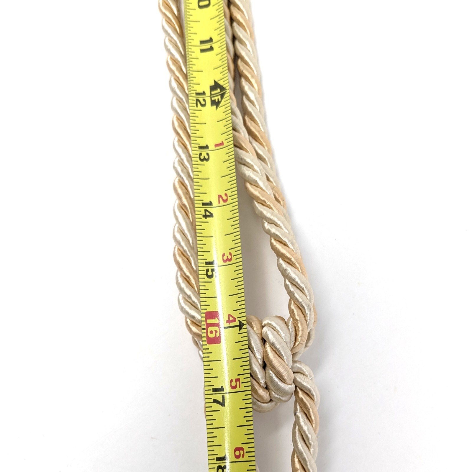 Curtain Drape Tie back Twisted Rope Tassel Ivory Light Peach Ornate 31″ Length