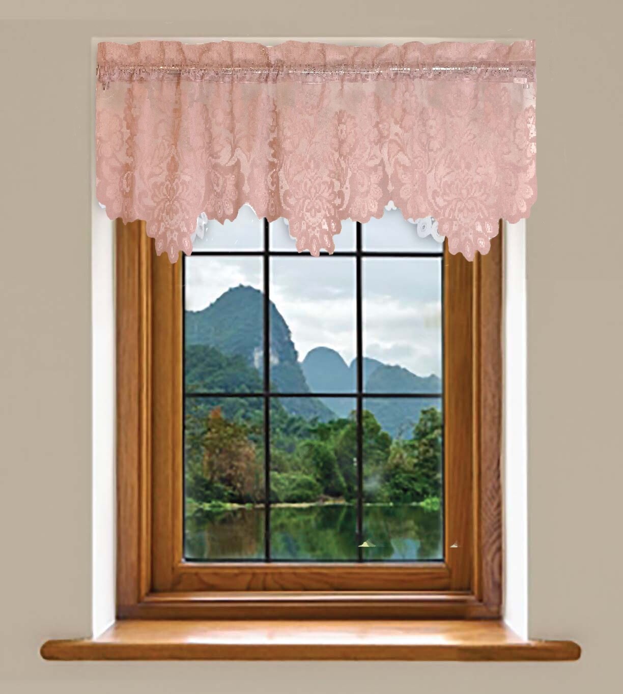 Shabby Chic Floral Lace Window Curtain Panels/Balloon Curtains Separate Valances