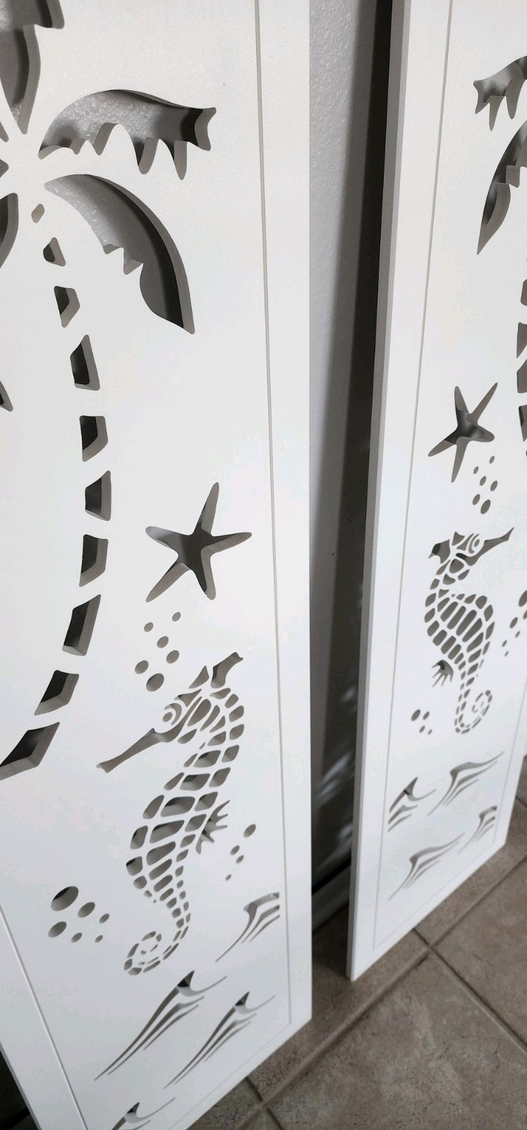 Decorative Window Shutters, Seahorse Design, Sold in Pair of 2 shutters