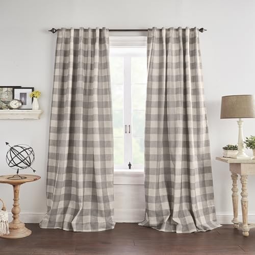 Farmhouse Living Grainger Buffalo-Check Blackout 52″W x 84″L (Pack of 1) Grey