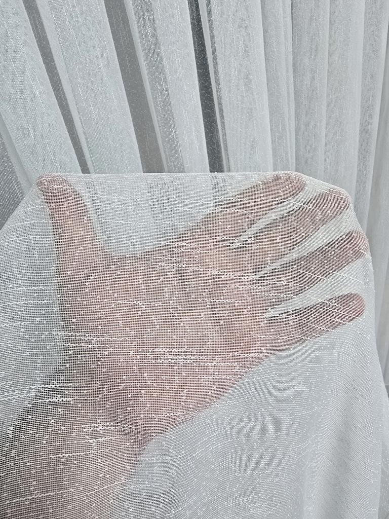 Stylish Tulle Curtain with Dot Stripe Pattern 1 to 3 pleated, Ecru Color, Light
