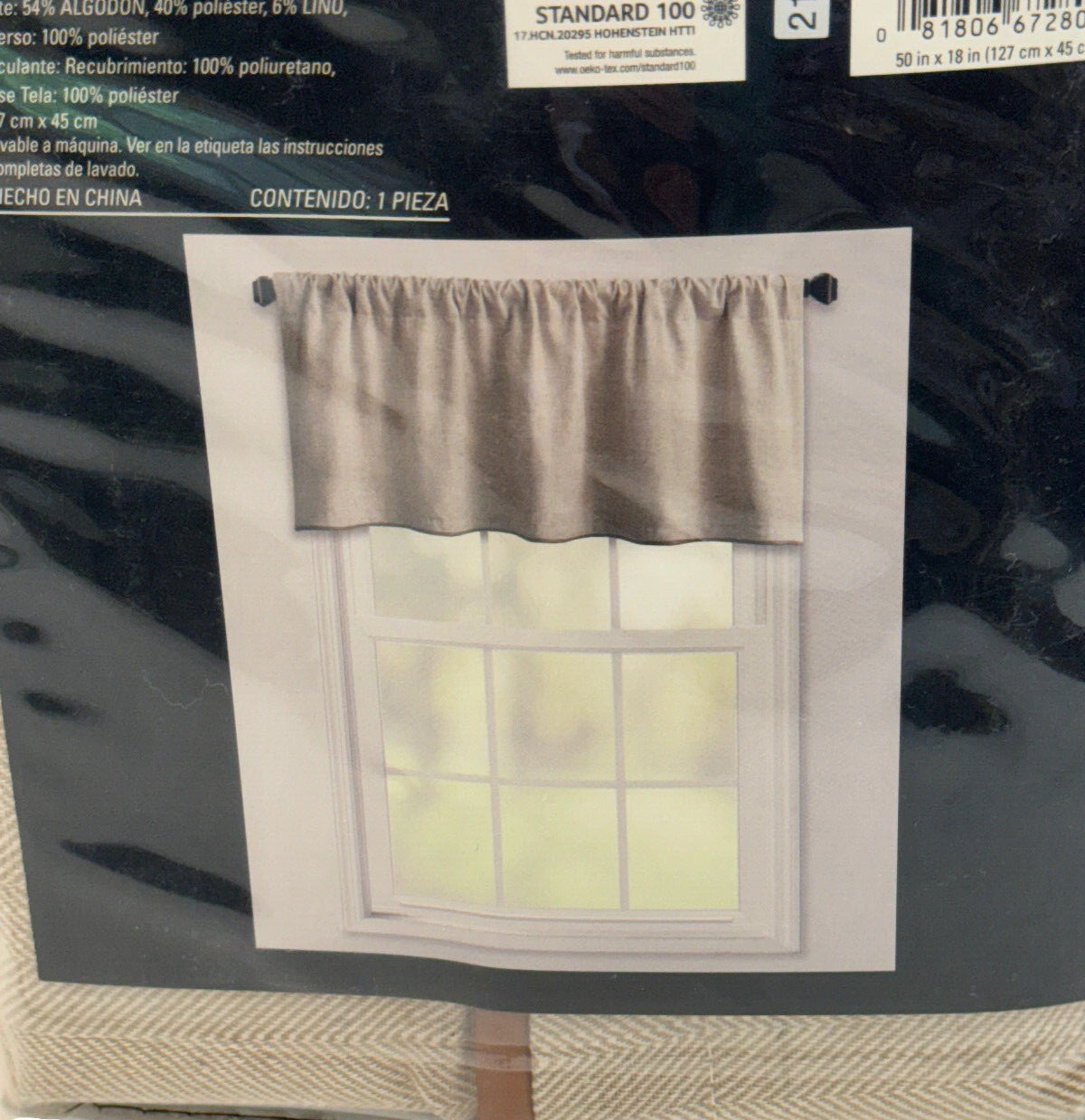 Bee & Willow Textured Herringbone Rod Pocket Valance 50 x 18″ Lined Cotton Blend