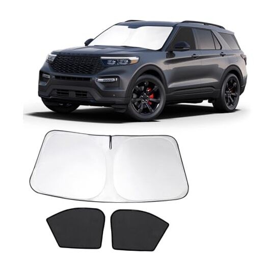 3PCS Car Window Shades Front Windshield Sun (3PCS) 2020-2024 Fo-rd Explorer