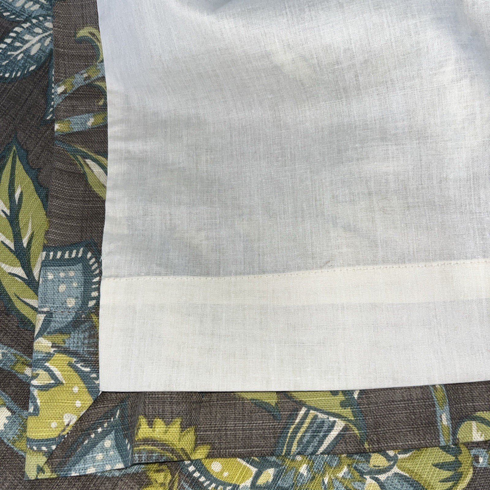 2 WORLD MARKET Jacobean Floral GREEN Blue BROWN Curtain PANELS 48×84” Lined