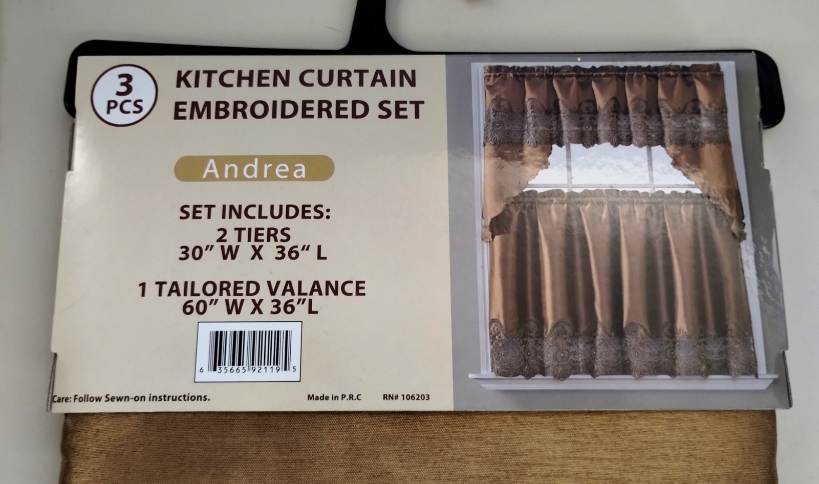 Fancy Kitchen Curtains 3 pcs. Fancy Embroidered