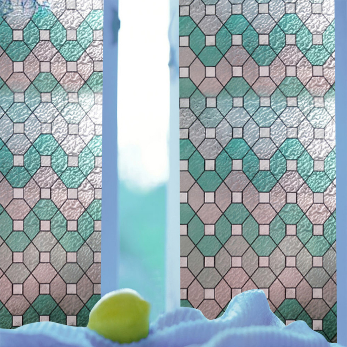 1 Roll Window Privacy Film Static Cling Glass Sticker Rhombic Texture Decals