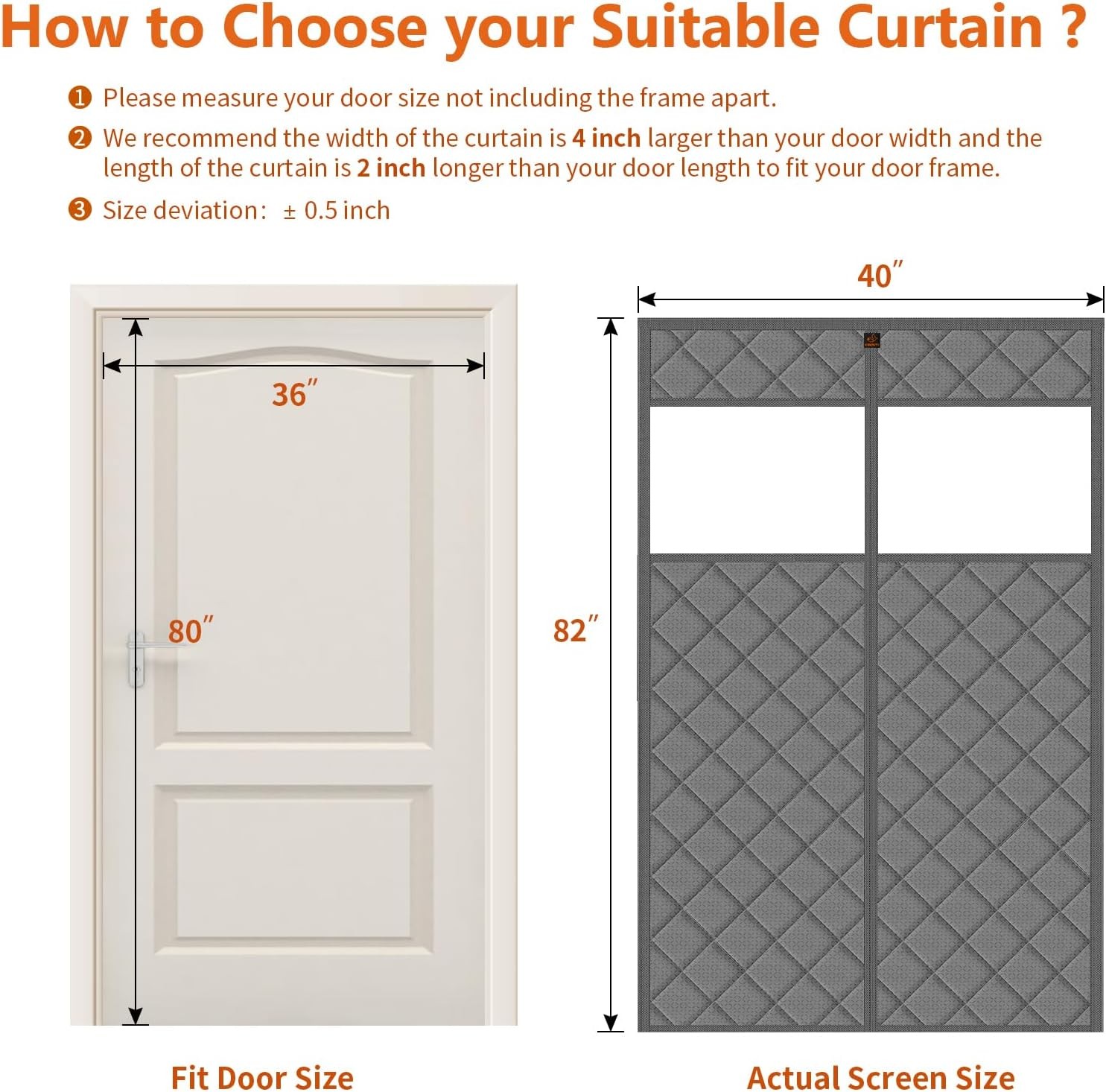 Magnetic Thermal Door Curtain, 36 X 80 Inch Insulated Door Cover Thickened