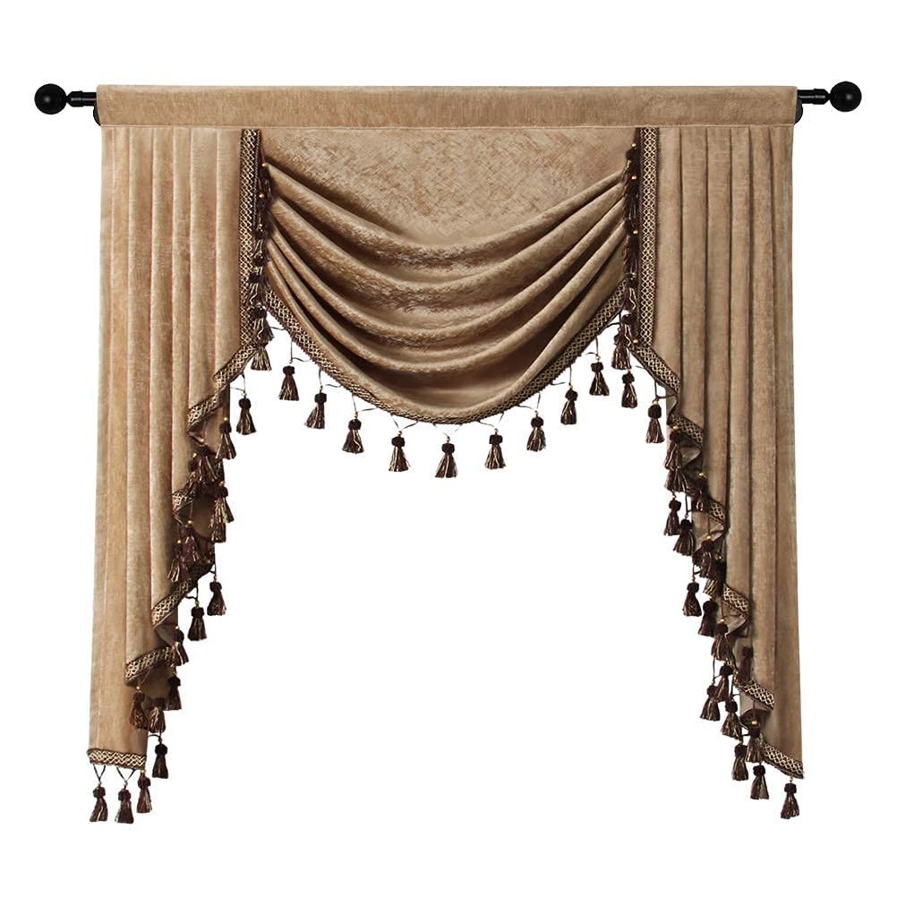 Thick Chenille Window Curtains Valance for Living Room Coffee Waterfall Valan…