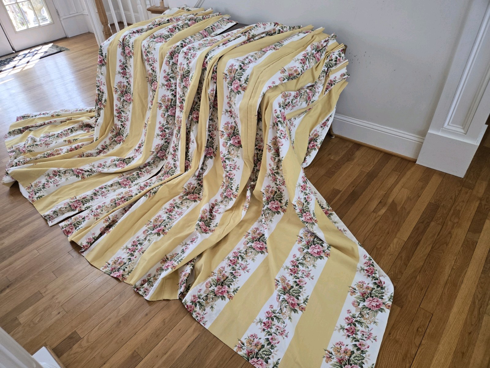 2 Custom Ralph Lauren Water Front Yellow Floral Pinch Pleat Drapes W41xL93